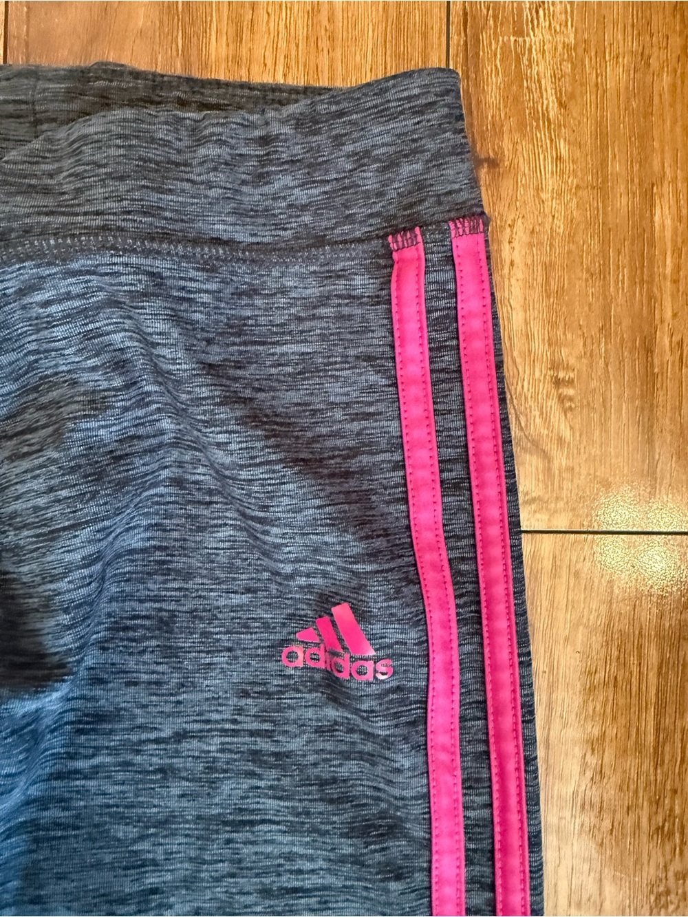 ADIDAS Girls Heather Gray Pink Leggings Sweatpants Size 10-12 - Picture 2 of 8